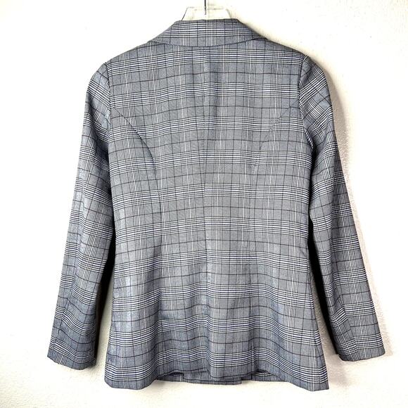 Majorelle Rhea Blazer Jacket Gray Plaid Front Button Padded Shoulders XXS - Picture 8 of 8